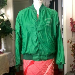 Vintage West Gate Staff green hipster alligator mascot jacket, made in usa